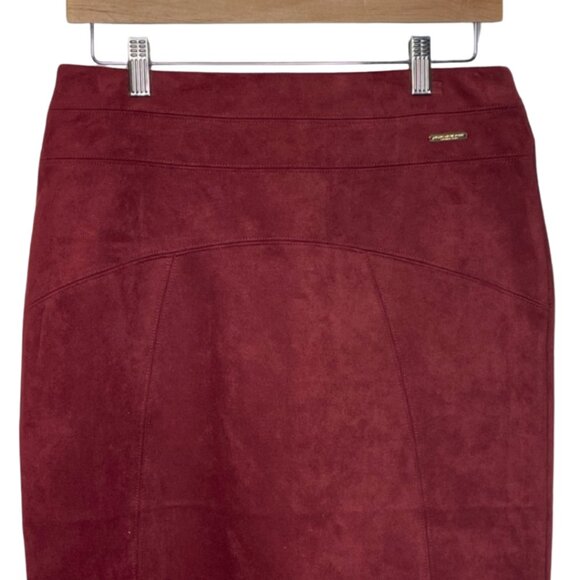 MARC NEW YORK | Burgundy Faux Suede Pencil Skirt | Size S - Picture 2 of 10